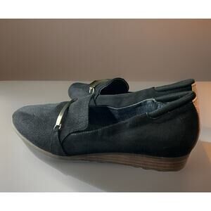 DR SCHOLL'S “Dezi” Women Be Energized Wedge Comfort Foam Black Loafer Sz 9 Dress